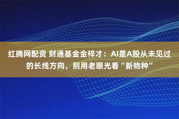 红腾网配资 财通基金金梓才：AI是A股从未见过的长线方向，别用老眼光看“新物种”